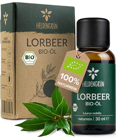 Heldengrün® BIO Lorbeeröl [100% NATURREIN] Zertifiziertes Lebensmittel zum Einnehmen - Echtes Lorbeerblatt Öl - Ätherisches Lorbeeröl - Leaf Labs