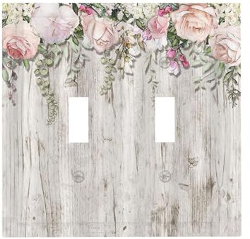 Wpshijia Lichtschalterplatte, 2-Gang-Lichtschalter-Abdeckung, Doppel-Kipp-Wandplatte, dekorative Schalterplatte, elektrische Frontplatte für Bauernhaus, Kabine, Schlafzimmer, Dekoration