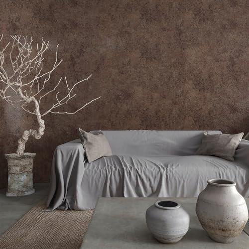 TOTIO Papier peint béton bronze antique doré marron foncé extra large 80 x 398,8 cm de style industriel vintage métal autocollant fente de guidage d'air design mat épais autocollant imperméable
