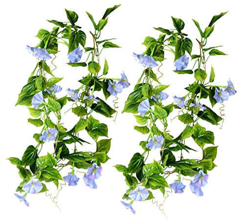 VINTORKY 2stücke Künstliche Hängepflanzen Silberblaue Seiden-lastwagenblumen Dekoration Echt Aussehende Kletterpflanze Für Treppenhaus Hochzeit Garten Outdoor-Zaun