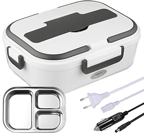 2-in-1 Portable Food Warmer Self Heating Bento Box with Stainless Steel Container and Lunch Bag - Ideal for Car/Home Use, Blue, 27 oz