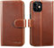 Lensun Custodia per iPhone 12 Mini, Cover in Vera Pelle Libro con Portafoglio [RFID Blocking] Chiusura Magnetico Flip Custodie Cuoio per Telefono iPhone 12 Mini – Marrone Scuro