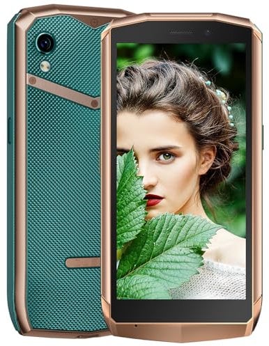CUBOT Pocket 4,0 Zoll Mini Smartphone 4GB RAM + 64GB ROM TF Karte 256GB Expand 3000mAh 16MP Kamera Android Handy Ohne Vertrag NFC/GPS/Face ID (Grün+Gold)