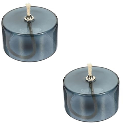 Amosfun 2pcs Elegant Glass Oil Lamp Decorative Emergency Lighting Wedding Decorations Essential Oil Holder