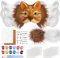 Dreamtop 21 Stück Therian Katzenmaske Mask inklusive Blanker Katzenmaske, Filzstofffolie, Plüsch Kunstfellaugen, Kunststoffnetzfolie, Diamantaufkleber, Pinsel und 12 FarbenAnzug für Cosplay