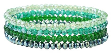 Uwiyo Damen Kristall Perlen Armband, Boho Mehrschichtiges Steine Armbänder Bohemian Kristall Perlen Armband Modeschmuck für Damen Mädchen Freundin (Grün#4)