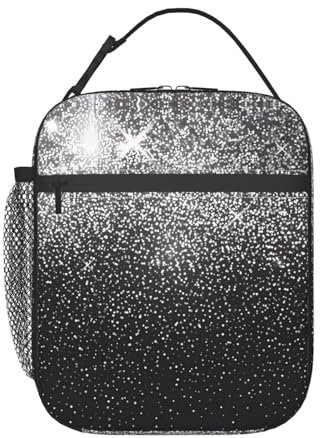 GaxfjRu Lonchera Bento con purpurina plateada brillante – Bolsa de almuerzo aislada para adultos y niños pequeños – conveniente y duradero