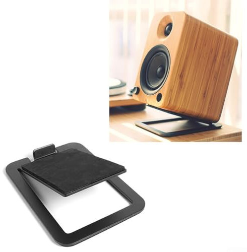 HEBEOT 2 soportes de altavoces de escritorio de metal con forro de EVA para estantería de escritorio, altavoz portátil de 4.5 pulgadas de ancho x 6 pulgadas de profundidad