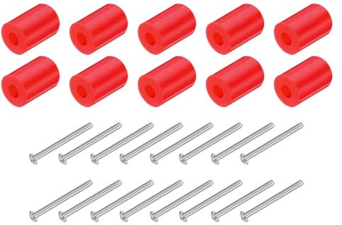 QUARKZMAN 16 Stück Abstandshalter Kunststoff, 15 x 10mm Abstandshalter für Schalter Buchsen Unterlegscheiben mit 16 Schraube, Rot