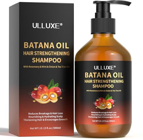 Batana Öl Shampoo, Stärkende und Wachstumsfördernde Formel, Batana Shampoo für Männer und Frauen mit Dünner Werdendem Haar Oder Haarausfall, Angereichert Mit Rosmarin, Nährt die Kopfhaut