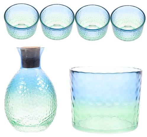 Gatuida Japanisches Sake-set Glas Mit Peacock-blauer Servierkaraffe Und Traditionelles Japanisches Weinglas Set Edles Glas-trinkgeschirr Für Tee Und Festliche Anlässe Spülmaschinenfest