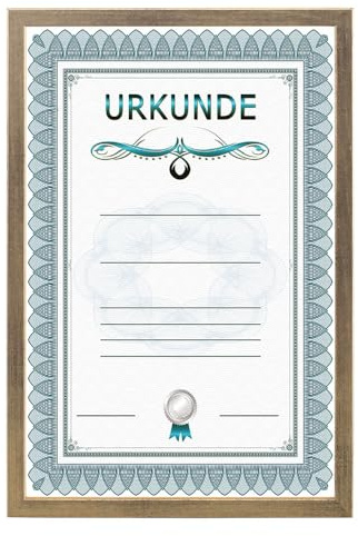 IDEAL TREND Holz Dokument Bilderrahmen Urkunde Diplom Foto Rahmen Plexi S111 Poster: Farbe: Gold | Format: 29,7x42 A3