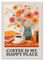 Coffee First, trendiges Retro-Kaffee-Poster, Wandkunst, Leinwand, Vintage-Kaffee-Blumen-Illustration, Kaffeewagen-Druck, maximalistische Küche, Café, Bar, Wanddekoration (SKU2, 30 x 40 cm, ungerahmt)