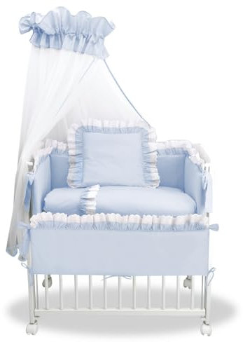 Generisch Babyhafen Beistellbett 3-in-1 – Babybett, Stubenbett & Reisebett | Komplettset mit Matratze & Baldachin | Royal | Höhenverstellbar & Atmungsaktiv (Blau)