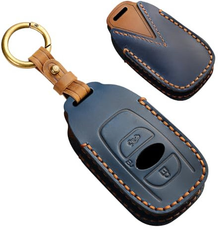 Ysbxitu für Subaru Fernbedienung Cover mit Leder-Schlüsselanhänger Geschenkidee Passt für Subaru Forester retro Legacy Impreza WRX XV BRZ Levorg Outbackschlüsselbox keyless go schutz 3 Tasten-Blau