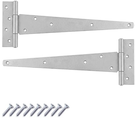Keypak 2 Pack 400mm Outdoor T-Hinges Zinc Plated with Rustproof Coating | 16” Metal Tee Hinges Ideal for Large Wooden Gates, Barn, Garage & Shed Doors