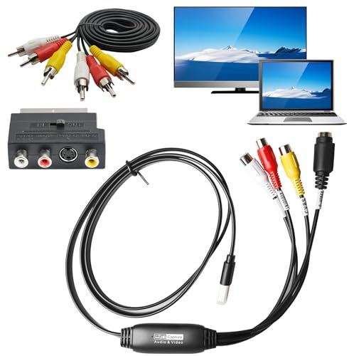 Scheda di registrazione video USB 2.0, Video Capture Card, Audio Video Capture Card, convertitore video RCA a USB Grabber, Video Grabber per PC TV Tape Player Camcorder, compatibile con Mac OS X o