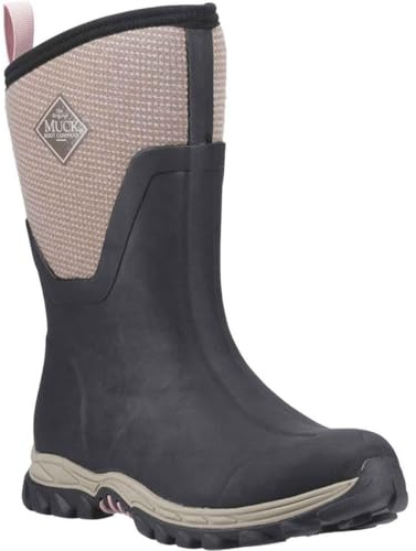 Muck Boots Womens Arctic Sport II Mid Rubber Textile Black Tweed Boots 4 UK