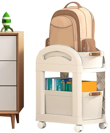 Under Desk Storage Cart, 2-Tier Trolley Cart, Trolley Cart with Wheels, Multi-Functional Storage Cart, Textbook Storage Trolley, Workplace Storage Cart, Bedroom Trolley Cart