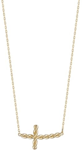 JC Trauringe Kreuz Kette Gold geflochtene Kreuzkette klassische, schlichte Goldkette Halskette Goldschmuck 45 cm Damen Schmuck in Echt 585 Goldgelb inkl. Schmucketui 8774