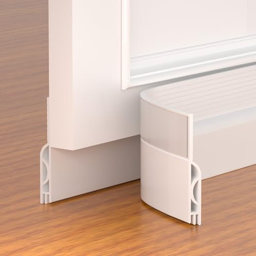 Türdichtung Zugluftstopper für Türen 100cm, NEU Türdichtung Unten Selbstklebend, Tür Zugluftstopper-Ideal Auch Als Schallschutz, Energie Sparen und Kälteschutz Luftzugstopper für Türen (Weiß)