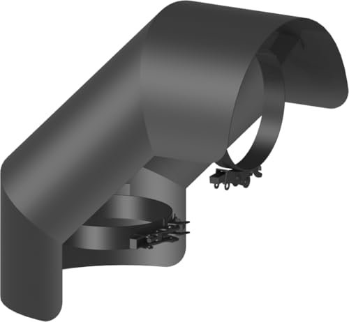 Strahlungsschutz Bogen 90 Grad, stehend, passend für Ofenrohre mit 150 mm Durchmesser, schwarz