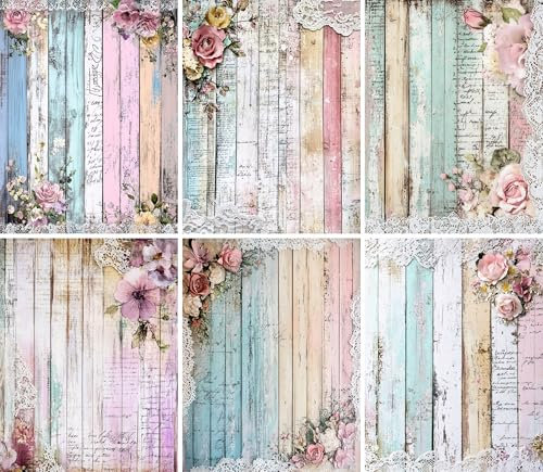 Reispapier aus Holz, Blumenmuster, 20 x 26,5 cm (6 Blatt), 6 x Decoupage-Papier für Collagen, gemischte Medien, Kartenherstellung und Basteln, Decoupage von CRAFT KREATIVELY