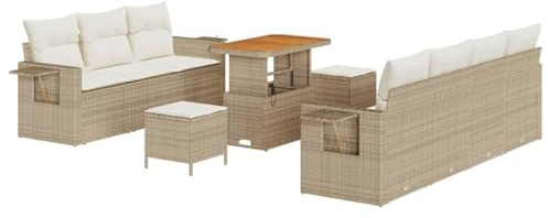 vidaXL Garten-Sofa-Set 10 pcs Beige Poly-Rattan, Moderne Garten- und Terrassenmöbel, schickes Sofa-Set, für entspannte Stunden draußen!