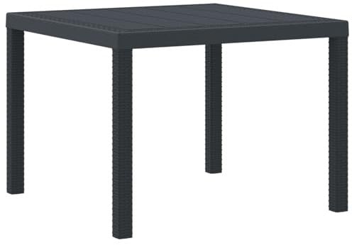 vidaXL Gartentisch Anthrazit 100 x 100 x 73 cm Poly-Rattan, Garten und Terrasse, rechteckiger Tisch aus Stahl, große, wetterfeste Essgruppe für den Außenbereich