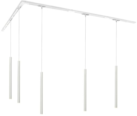 Qazqa Modern Schienensystem Lampen Komplettset, Schienenbeleuchtung, Deckenstrahler, Deckenspot - Iconic Frini - Weiß, 5-flammig, 312.6cm, Ideal als Flur, Küche lampe, Schlafzimmerlampe,
