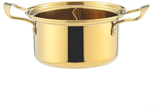 Olla de sopa de acero inoxidable, olla caliente para una sola persona, con compartimento de doble sabor, 17 x 13 x 8,5 cm (6 ollas de acero para orejas)
