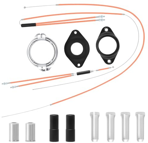 BMX Bike Gyro Brake Cables Kit - Front+Rear (Upper+Lower) Set with Spinner Rotor, High-Performance Brake Wire & Housing for Most Gyro Systems & 20 Bikes, Professional,Orange