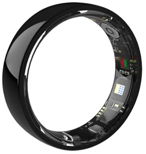 Asixxsix Smart Ring, Health Fitness Tracker für Frauen Männer mit Herzfrequenzblut Sauerstoff Schlafüberwachung, IP68 Wassersicherer Keramikring mit Fotofunktion (8#)