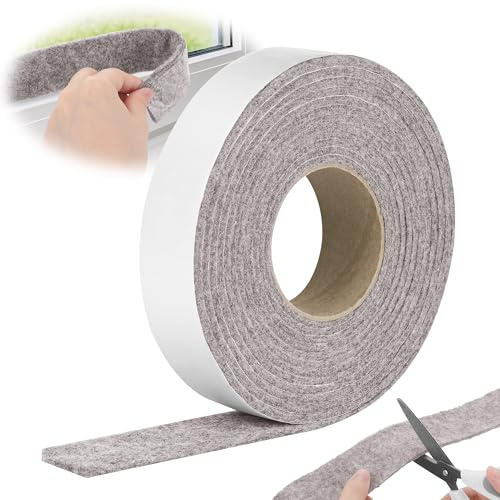 Hejo Filzstreifen Fenster Kondensationsabsorber, 5m x 4cm(Beige) | Filzband Selbstklebend Anti Kondenswasser Fenster, Anti Condensation Feuchtigkeitsabsorber für Glasfenster Oder Stühle Möbel