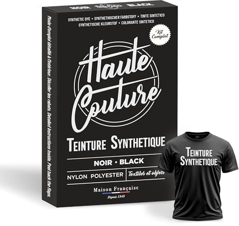 Teinture Textile Synthétique - Noir Intense - Haute Couture - Tout-en-Un | Teinture à la Main - Polyester & Nylon - 14g Colorant + 25ml Fixateur - Vêtement, Tissu & Objet 3D - Intense & Durable
