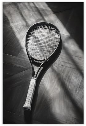NKALFGH Retro-Tennis-Poster, schwarz-weiß, Leinwand-Poster, Schlafzimmer, Dekoration, Landschaftsdekoration, Geschenk, 30 x 45 cm