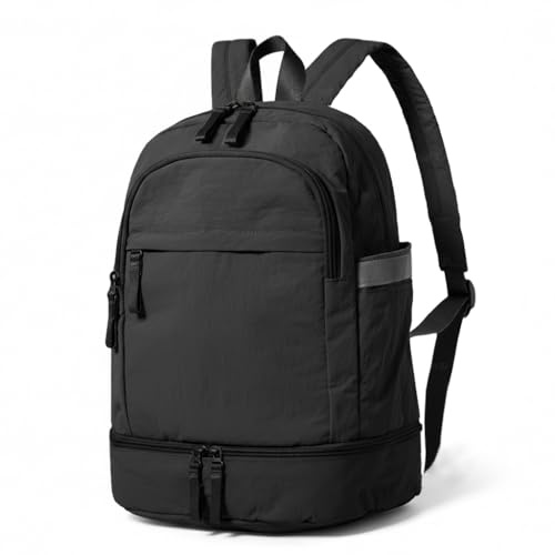 seyfocnia Gym Backpack for Women Men,Lightweight Rucksack Waterproof Backpack Gym Bag with Shoes Compartment Swimming Bag Sports Casual Daypack-Black