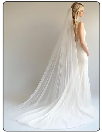 Voile de Mariée Long 3m, 2 Couches Cathédrale avec Peigne, Voile de Mariage Élégant Classique pour Femmes Accessoires de Mariée