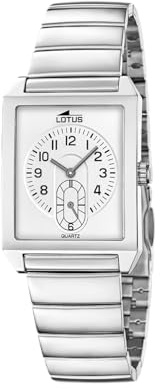 Lotus Herrenuhr Analog aus Edelstahl 316L | Quarzuhr, Widerstandsfähiges Mineralglas, Wasserdicht 5 ATM, 19076/1, Square Series