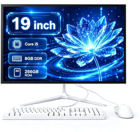 19inch All-in-One PC, HD Display, Slim Space-Saving, for Home & Office use | Core i5 ,8GB RAM 256GB SSD,1080p Display,Built-in Speakers,WiFi 6,Bluetooth 5.3,Includes keyboard and mouse