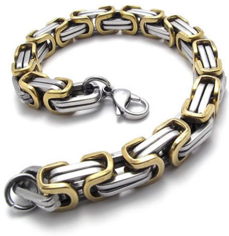KONOV Schmuck Herren Armband – Style Mechanismus – Edelstahl Fantaisie für Herren – Kette von Hand – Farbe Gold Silber – mit Geschenktasche