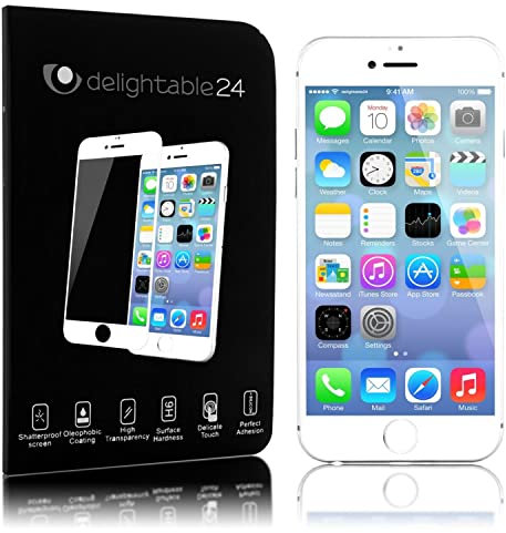 NALIA Schutzglas kompatibel mit iPhone 6 / 6S, Full-Cover Displayschutz Handy-Folie, 9H Härte Glas-Schutzfolie Bildschirm-Abdeckung, Schutz-Film Screen Protector Tempered Glass - Transparent (weiß)
