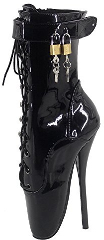 WONDERHEEL Damen Padlocks Kurzschaft Ballett Stiefel