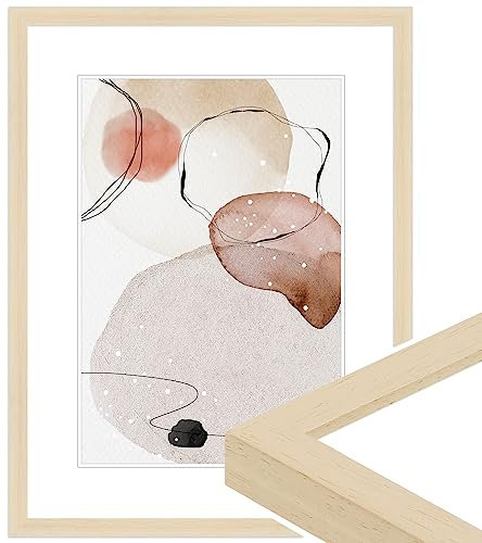 WANDStyle Bilderrahmen Natur 40x40 cm quadratisch aus Holz im Stil Modern zum Aufhängen, Posterrahmen Made in Germany - H950