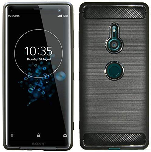 cofi1453 Silikon Hülle Tasche Case Zubehör kompatibel mit Sony Xperia XZ3 Gummi Bumper Schale Schutzhülle in Carbon-Schwarz