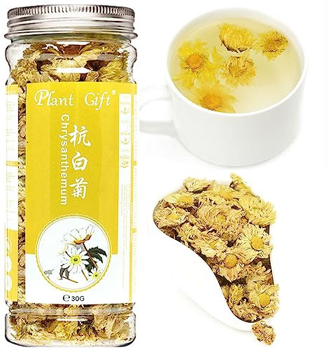 Plant Gift White juhua Tea 杭白菊 100% chinesischer Hangzhou weiß Juhua Tee, organische essbare Blumen lose Blume duftende Blume Tee Augenschutz 30g / 1oz
