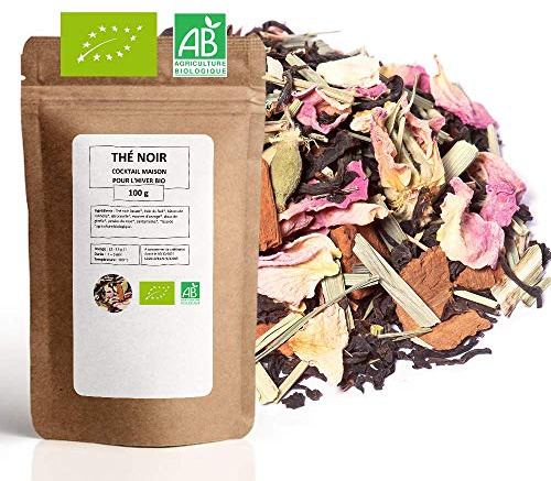 Thé Noir Bio Coktail maison - 100g (40 tasses) - Thé en vrac 100% Agriculture Biologique - Mes-Thés