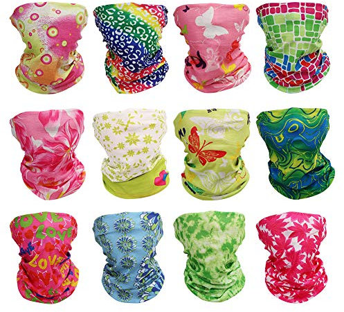 GUIFIER 12 PCS Outdoor Multifunctional Sports Magic Seamless Scarf Headwear Elastic Headband Bandana Scarf Face Mask UV Resistence Headwear Turban Headscarves Balaclava Tube for Running,Cycling