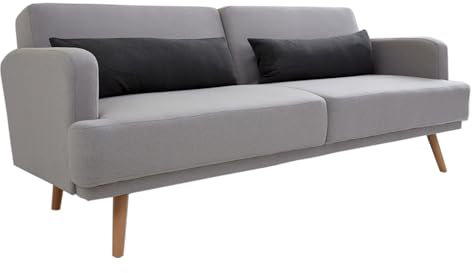 Invicta Interior Elegantes 3-Sitzer Sofa Studio 200cm grau mit Schlaffunktion Schlafsofa