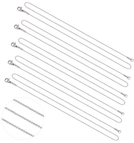 UNICRAFTALE 10 Strang 1mm Edelstahl Kugelketten-Halsketten mit Karabinerverschlüssen für Männer Frauen Schmuck 20,4 (52cm)